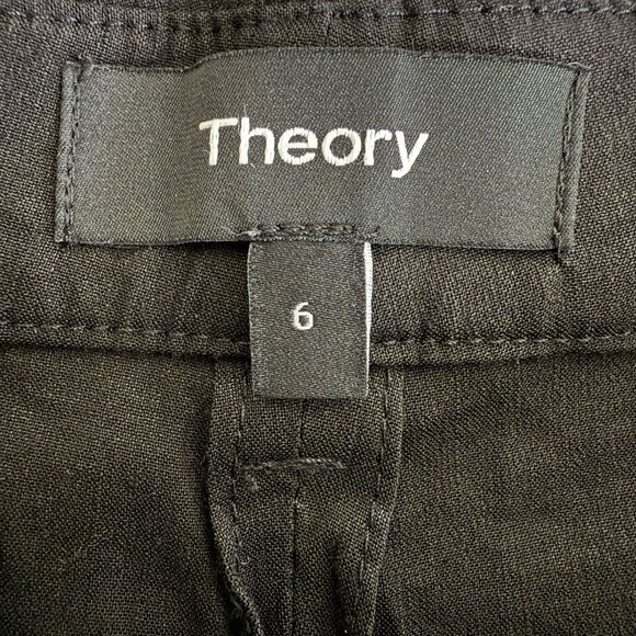 Theory Tailor Trouser C_ECO Linen Blend Pants Womens Size 6 Black Cropped - Picture 5 of 10